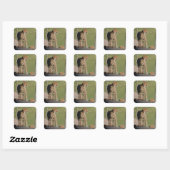 Baby Cheetahs Peking on Rock Square Stickers (Vel)