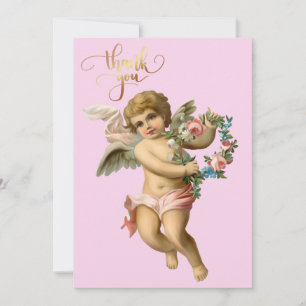  Baby Cherub met bloemen Bedankkaart