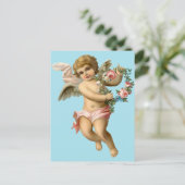  Baby Cherub met bloemen Briefkaart (Staand voorkant)
