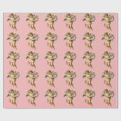 Baby Cherub met bloemen Cadeaupapier (Vlak)