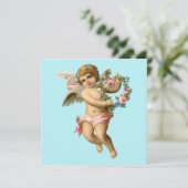 Baby Cherub met bloemen Kaart (Staand voorkant)