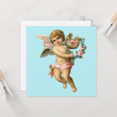 Baby Cherub met bloemen Kaart (Voorkant / Achterkant in situ)