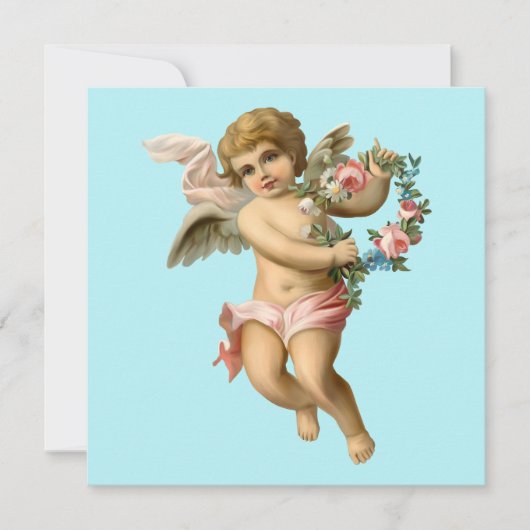 Baby Cherub met bloemen Kaart (Voorkant)