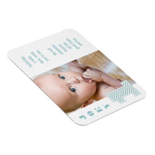 Baby Chevron 1st Birthday Photo Memory Magnet Magneet (Rechterzijde)