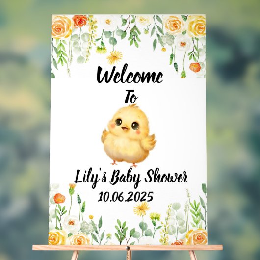 Baby chick acryl baby shower bord (Neutraal)