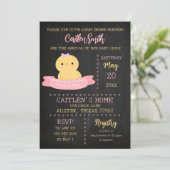 Baby Chick Baby shower Chalkboard Invitation Kaart (Staand voorkant)