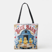 Baby Chick Blue Barn feed Sack Tote Bag (Achterkant)