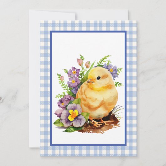 Baby Chick Boys Blauw Verjaardagsfeest Kaart (Achterkant)