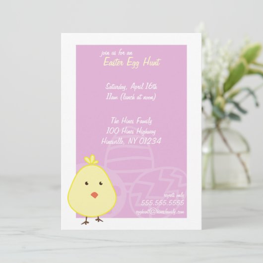 Baby Chick Easter Egg Hunt Invitations Kaart (Staand voorkant)