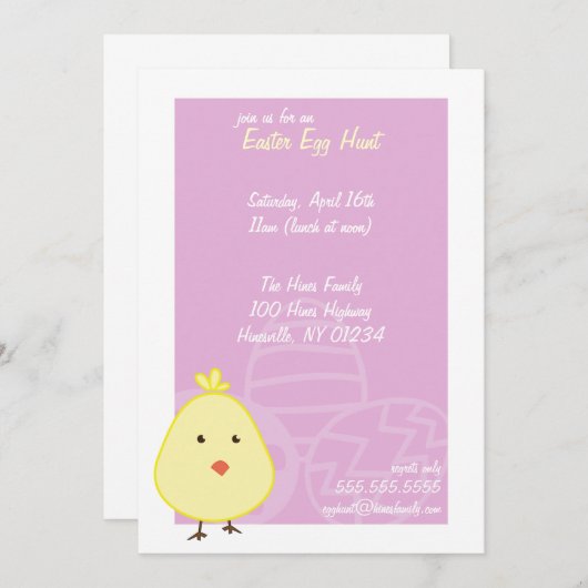 Baby Chick Easter Egg Hunt Invitations Kaart (Voorkant / Achterkant)