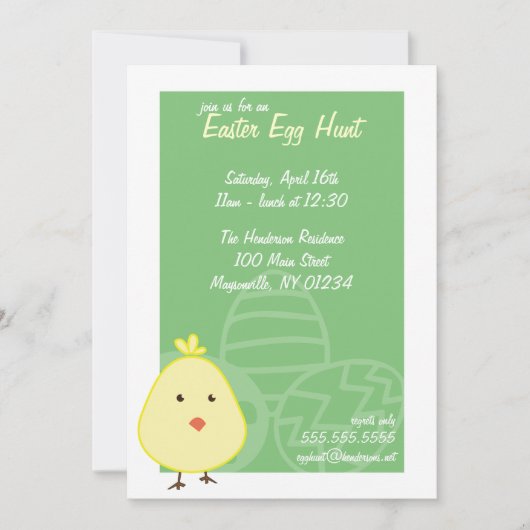 Baby Chick Easter Egg Hunt Invitations Kaart (Voorkant)