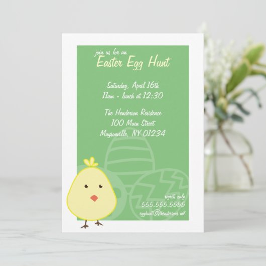 Baby Chick Easter Egg Hunt Invitations Kaart (Staand voorkant)