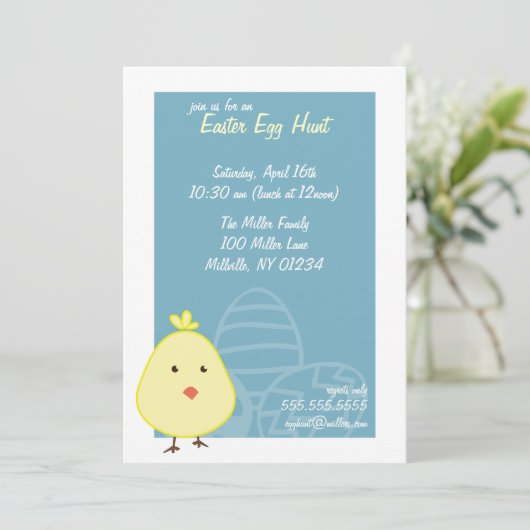 Baby Chick Easter Egg Hunt Invitations Kaart (Staand voorkant)