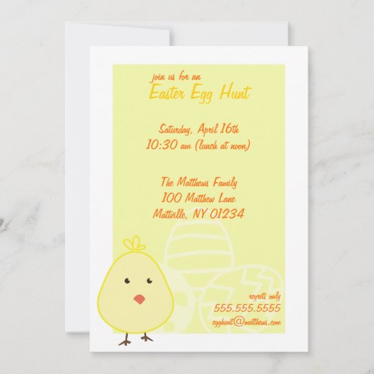 Baby Chick Easter Egg Hunt Invitations Kaart (Voorkant)