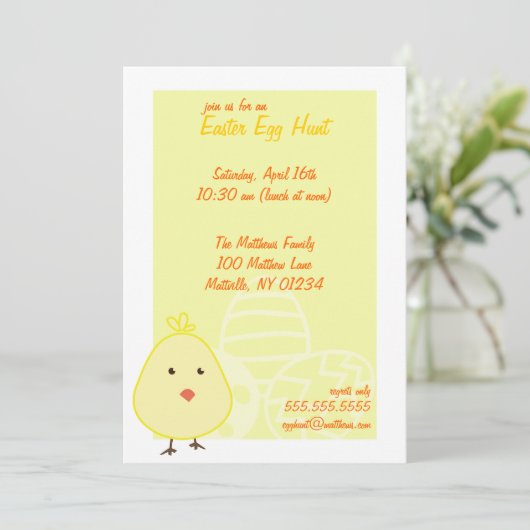 Baby Chick Easter Egg Hunt Invitations Kaart (Staand voorkant)