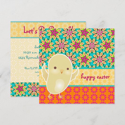 Baby Chick Easter Uitnodiging (Voorkant / Achterkant)