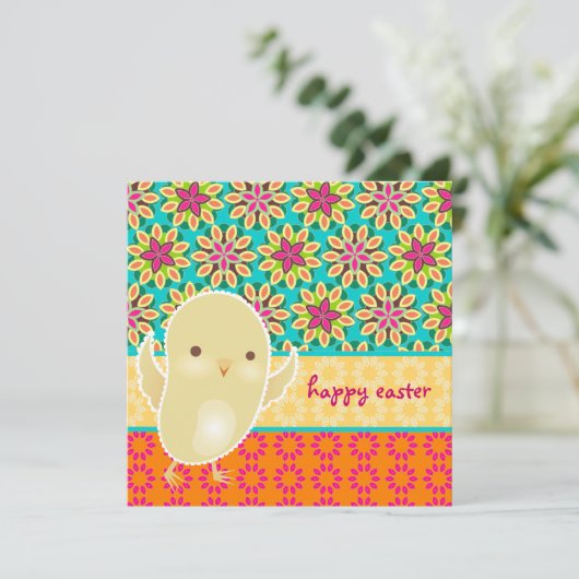 Baby Chick Easter Uitnodiging (Staand voorkant)