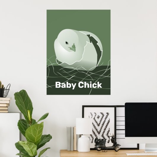 Baby Chick Green Kitchen Wall Art Poster (Thuiskantoor)