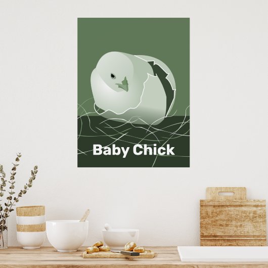 Baby Chick Green Kitchen Wall Art Poster (Keuken)