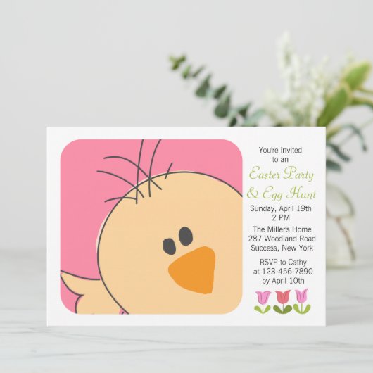 Baby Chick Invitation Kaart (Staand voorkant)