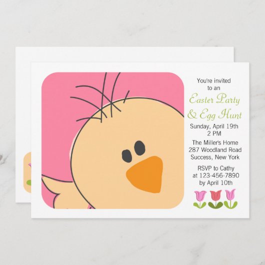 Baby Chick Invitation Kaart (Voorkant / Achterkant)