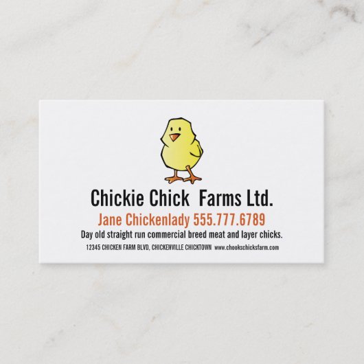 Baby Chick Modern Chicken Hatchery Visitekaartje (Voorkant)