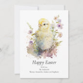 Baby Chick Pastel Floral Easter personaliseren Feestdagenkaart (Voorkant)