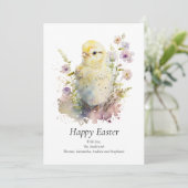 Baby Chick Pastel Floral Easter personaliseren Feestdagenkaart (Staand voorkant)