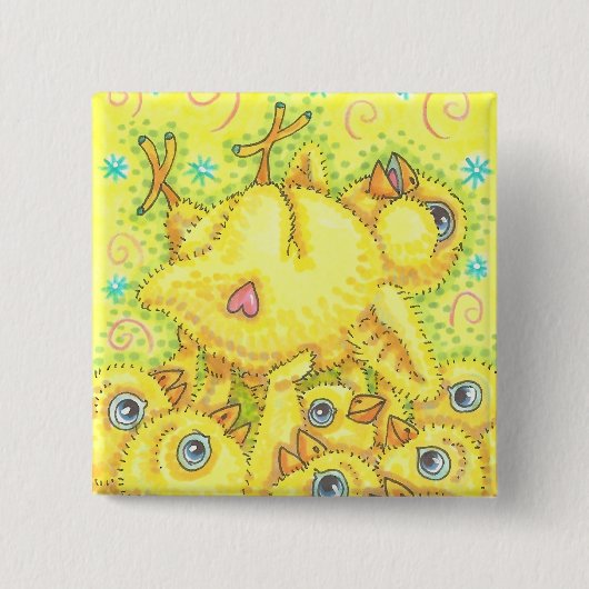 BABY CHICK ROCK & ROLL SPRING MOSH PIT BUTTON Squ (Voorkant)