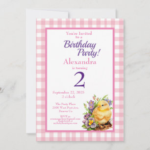 Baby Chick roze verjaardagsfeestje Kaart