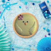 Baby chick schatgeel en roze papieren bordje (Feest)