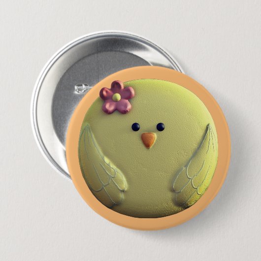 Baby chick schatgeel en roze ronde button 7,6 cm (Voorkant /achterkant)