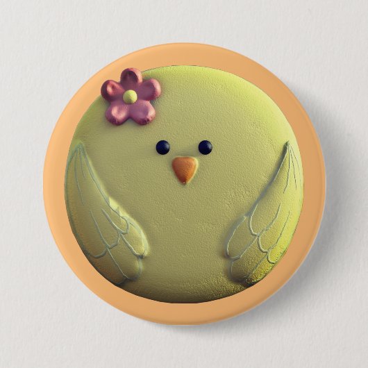 Baby chick schatgeel en roze ronde button 7,6 cm (Voorkant)