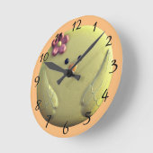 Baby chick schatgeel en roze ronde klok (Hoek)