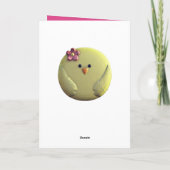 Baby chick schatgele en roze girale veer kaart (Achterkant)