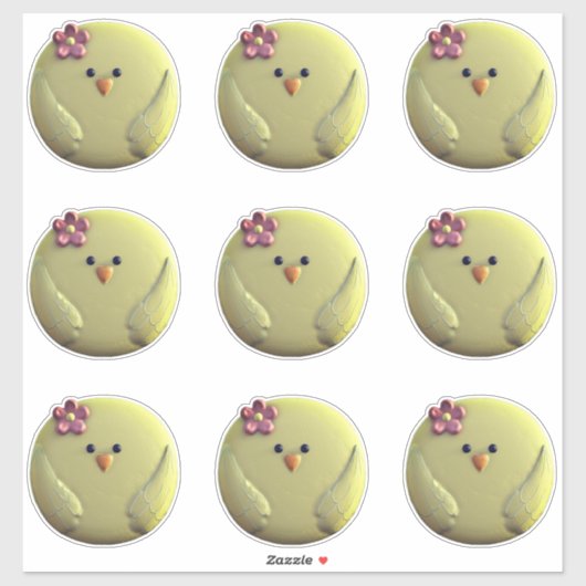 Baby chick schattig geel en roze kip sticker (Vel)