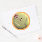 Baby chick schattig geel roze kip ronde sticker (Envelop)