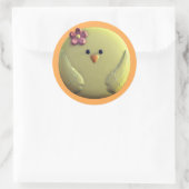Baby chick schattig geel roze kip ronde sticker (Tas)