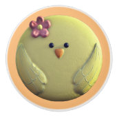 Baby chick schattig geel roze lente kip bloem keramische knop (Voorkant)