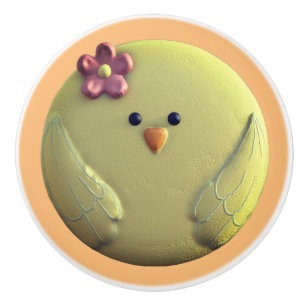 Baby chick schattig geel roze lente kip bloem keramische knop