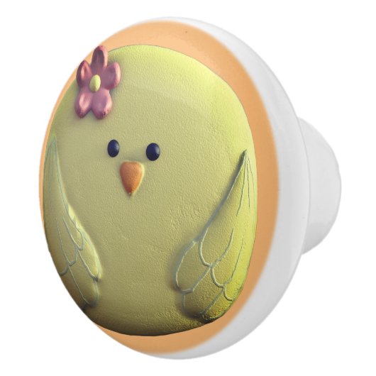 Baby chick schattig geel roze lente kip bloem keramische knop (Rechts)