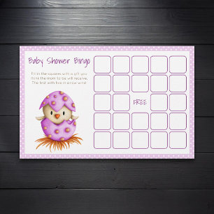 Baby Chicken Hatching Pink Baby shower Bingo Kaart