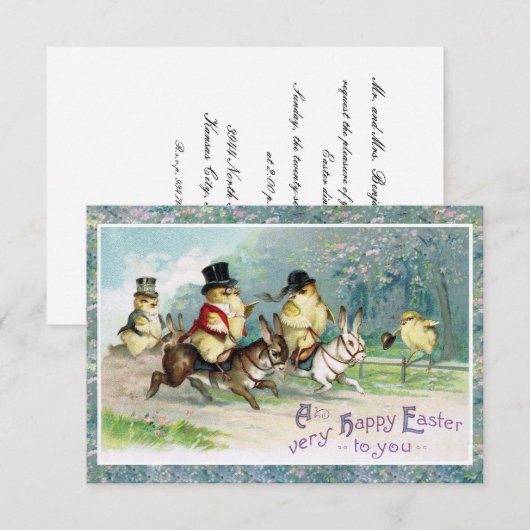 Baby Chicken on an English Hunt on Easter Morn' Kaart (Voorkant / Achterkant)