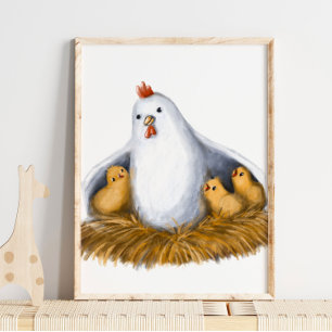 Baby Chicken Print Baby Waterverf afdrukken