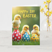 Baby Chicks Easter Greetings Card Kaart (Gele Bloem)