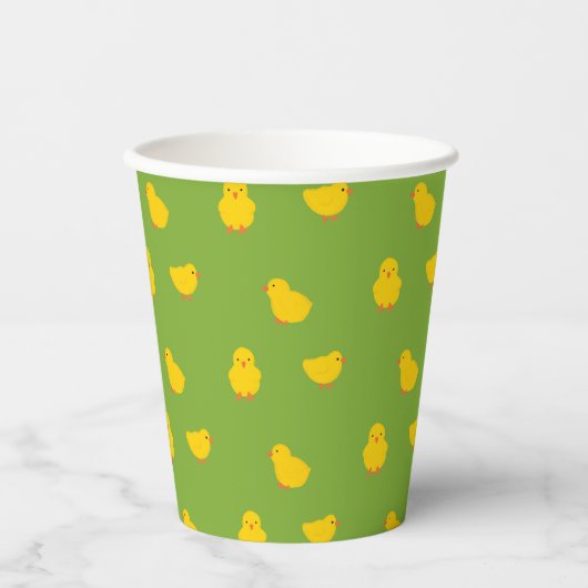Baby Chicks in het Grass Boerderij Papieren Bekers (Voorkant)