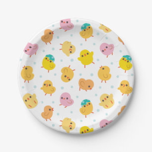 Baby Chicks Polka Dots Pattern Papieren Bordje