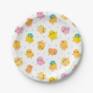 Baby Chicks Polka Dots Pattern Papieren Bordje