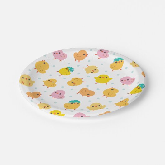 Baby Chicks Polka Dots Pattern Papieren Bordje (Gekanteld)