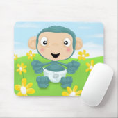 baby chimp in de bloementeelt muismat (Met muis)